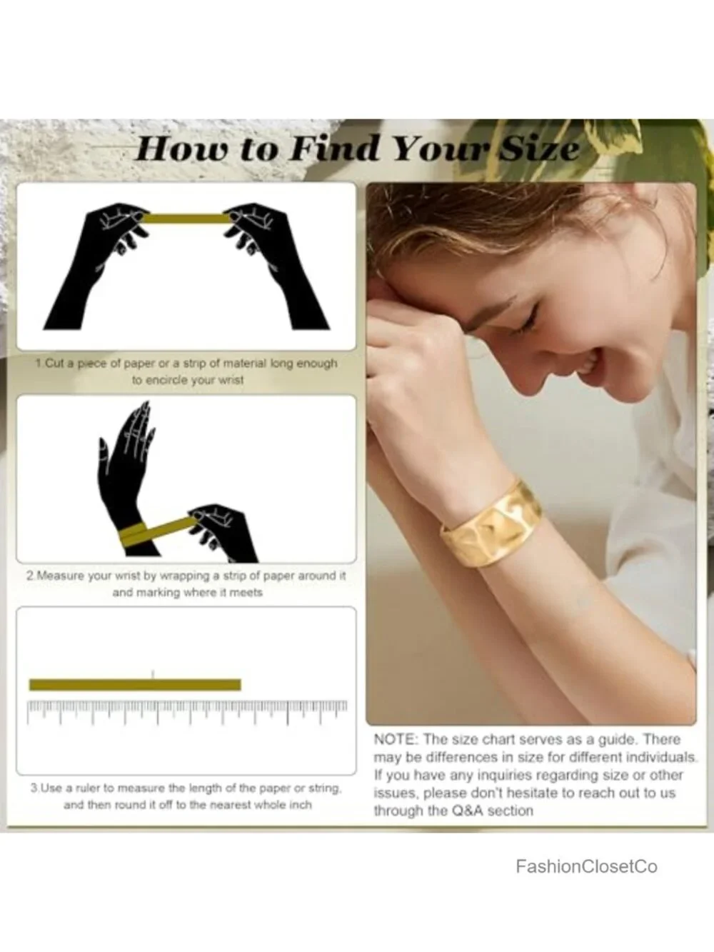 18K Gold Plated Wide Chunky Cuff Bracelet Irregular Minimalist Leaf Wrap
